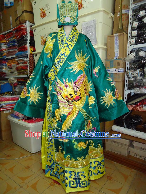 Ancient Chinese Embroidered Kylin Grand Tutor Costume and Hat for Men