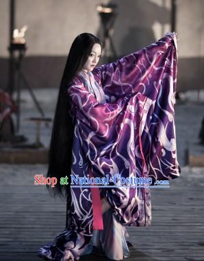 Ancient Chinese Beauty in Purple Costumes Complete Set