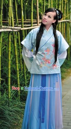 Ancient Chinese Han Dynasty Embroidered Girl Costumes