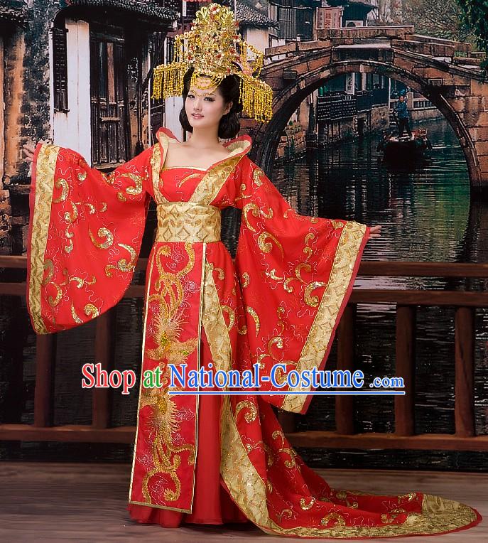 Traditional Chinese Wedding Phoenix Dress and Crown for Brides