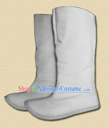 Traditional Handmade Han White Boots for Men