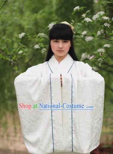 Traditional Chinese White Hanfu Clothing Complete Set for Men or Women