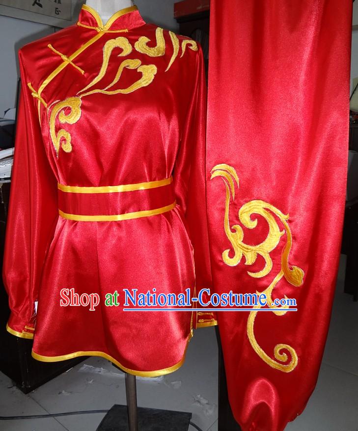 Supreme Silk Red Martial Arts Wushu Competition Winner Uniform