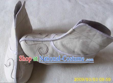 Traditional Chinese White Taoist Cloud Boots for Men