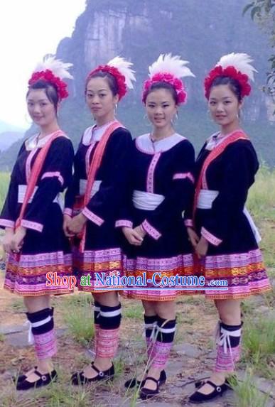 Chinese Ethnic Miao Clothing and Hat Complete Set for Women