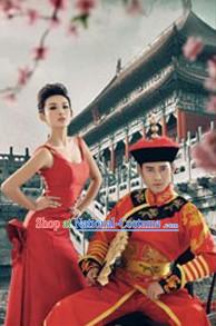 Ancient Chinese Imperial Emperor Wedding Clothing and Crown for Men