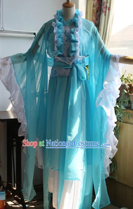 Ancient Chinese Light Blue Hanfu Clothing for Women