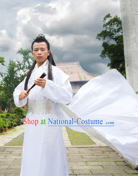 Ancient Chinese White Hanfu Costumes for Men