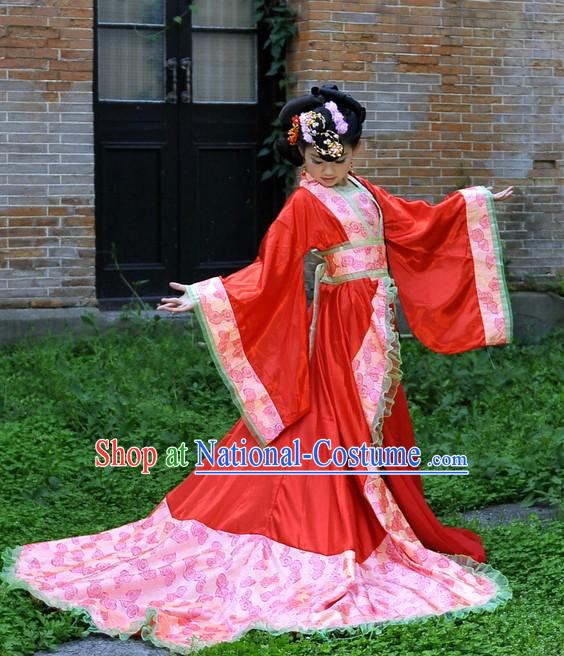 Ancient Chinese Empress Costumes and Headpiece for Children