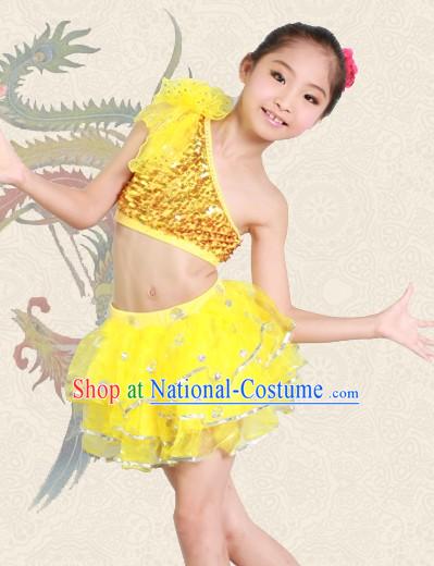 Yellow Jazz Dance Costumes for Kids