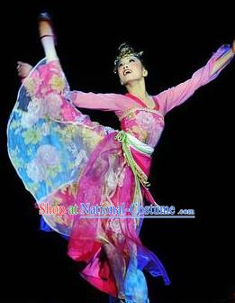 Traditional Chinese Classical Dancing Costumes and Headpieces Complete Set for Women