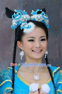 Ancient Chinese Fairy Blue and White Winter Version Hair Accessories Complete Set