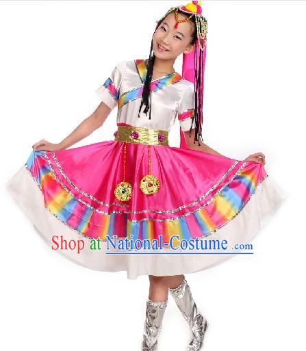 Traditional Chinese Tibetan Performance Costumes for Kids