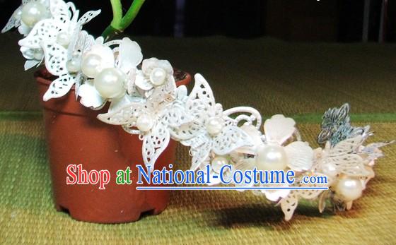 Handmade Traditional Chinese Wedding Butterfly Flower Bridal Headpieces Complete Set