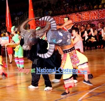 Traditional Chinese Cow Dance Costumes Complete Set