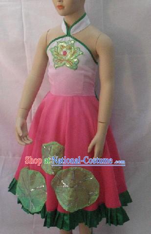 Traditional Chinese Fan Dance Costume Set for Children