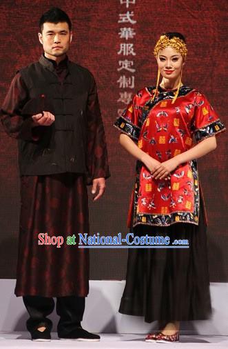 Chinese Luxury Couple Wedding Dresses Two Sets