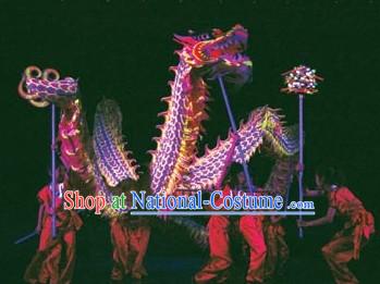 Purple Color Supreme Competition Fluorescent Dragon Dance Costumes Complete Set