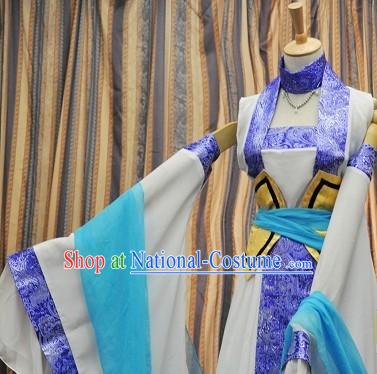 Ancient Chinese Blue and White Fairy Lady Costumes