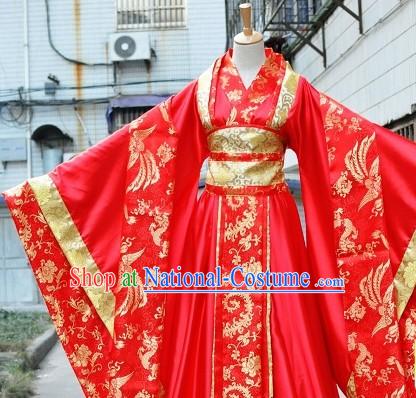 Traditional Chinese Phoenix Red Wedding Dress for Brides