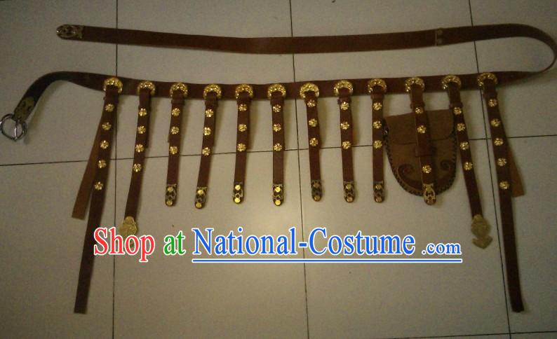 Ancient Chinese Handmade Leather Hanfu Clothing Belt for Men