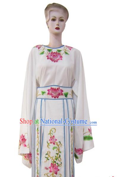 White Chinese Peking Opera Embroidered Lotus Costumes