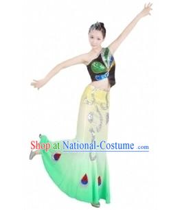 Traditional Chinese Dai Minority Peacock Dance Costumes for Women