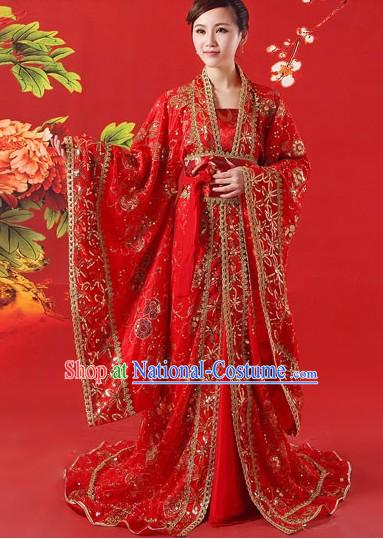 Traditional Ancient Chinese Red Wedding Dress for Brides