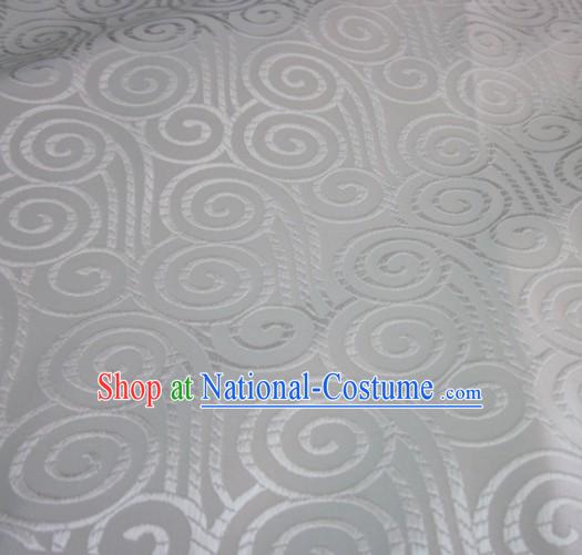 Pure White Chinese Auspicious Cloud Tibet Clothing Fabric