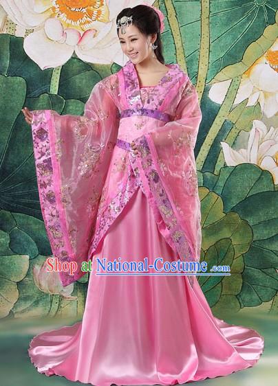 Ancient Chinese Pink Tang Dynasty Princess Clothing Complete Set