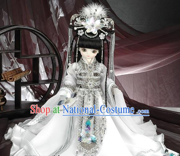 Pure White China Princess Cosplay Complete Set for Kids