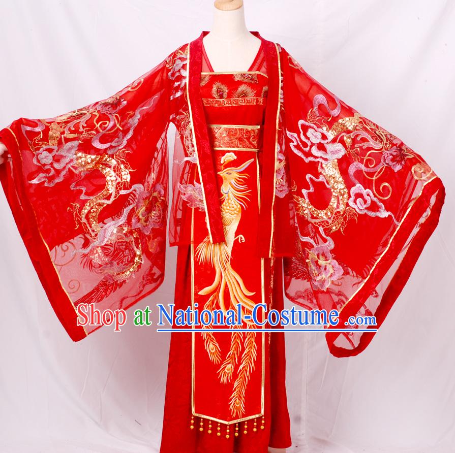 Ancient Traditional Chinese Han Dynasty Wedding Dresses Complete Set