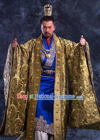 Imperial Palace Emperor Traditional Costumes and Crown Complete Set for Men