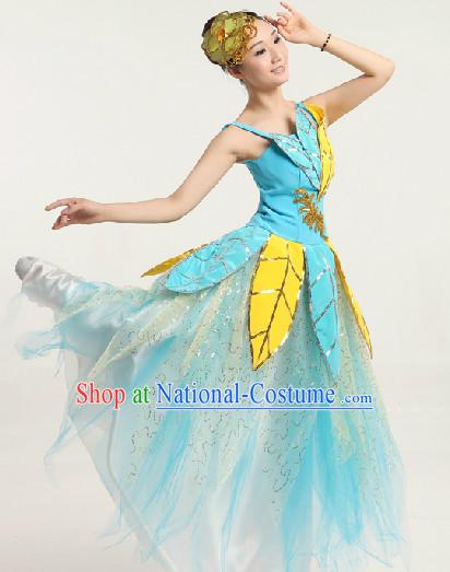 Enchanting Effect Leaf Dance Costumes and Headwear Complete Set for Women