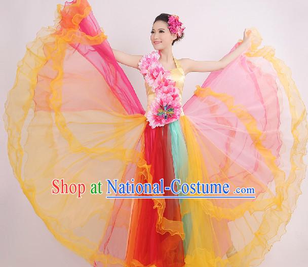 Enchanting Effect Grand Opening Dance Costume and Headwear Complete Set for Women