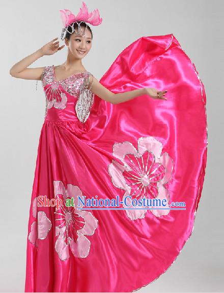 Enchanting Effect Folk Dance Costumes and Headwear Complete Set for Women 2