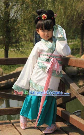 Standard Traditional Hanfu Outfits and Hair Accessories for Kids