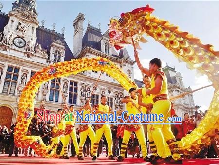 Gold Color Supreme Chinese Events Parade Chongqing Tongliang Dragon Dance Costume Complete Set