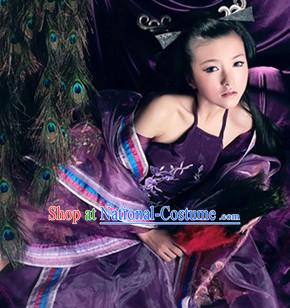 Traditional Chinese Purple Empress Costumes Complete Set