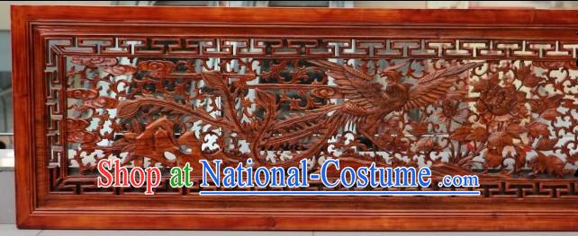 Traditional Chinese Hand Carved Phoenix Plaque