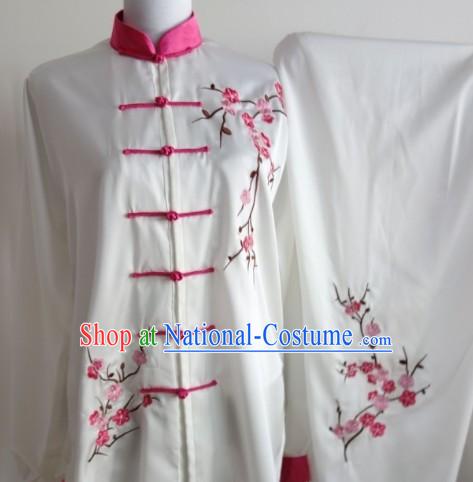 Plum Blossom Embroidery Long Sleeves Wushu Uniform Complete Set