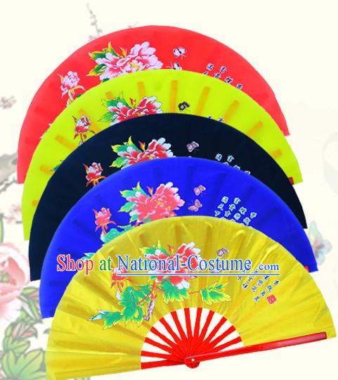 Traditional Kung Fu Double Fans Peony Pattern for Right and Left Hands