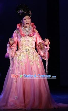 Professional Stage Performance Chinese Princess Costumes and Hair Accessories Complete Set