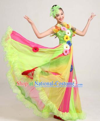 Professional Festival Performace Dancing Costumes and Headdress Complete Set for Women