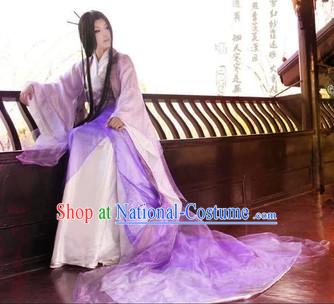 Purple Ancient Chinese Empress Clothes and Headdress Complete Set