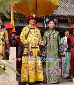 Ancient Chinese Emperor and Empress Costumes and Hair Accessories Complete Set