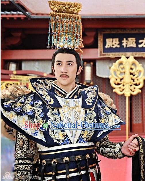 Chinese Traditional Emperor Dress and Crown Complete Set