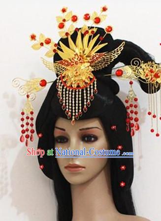 Ancient Chinese Palace Lady Wigs and Handmade Hair Accessories