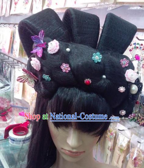 Ancient Chinese Palace Lady Black Wigs and Hair Accessories