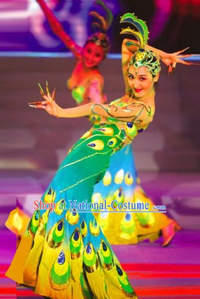 Chinese Peacock Dance Costumes and Hairpieces